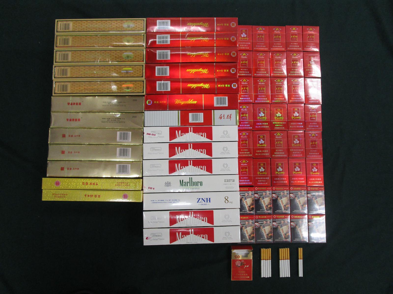 A 38-year-old incoming male passenger was sentenced to six weeks' imprisonment and fined $4,000 by the Fanling Magistrates' Courts today (November 10) for possessing duty-not-paid cigarettes and failing to declare them to Customs officers, in contravention of the Dutiable Commodities Ordinance. Photo shows the duty-not-paid cigarettes seized.