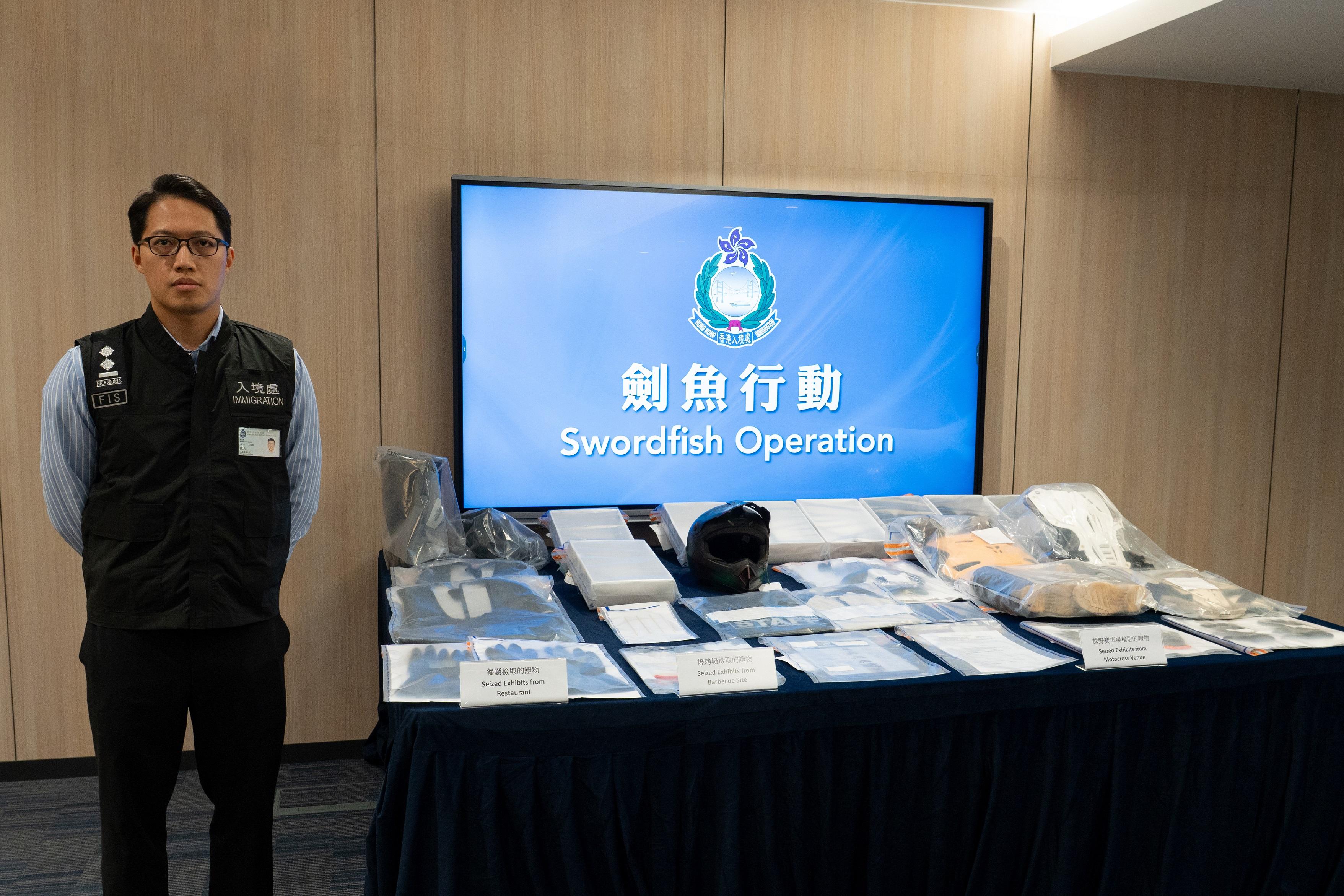 The Immigration Department conducted a series of territory-wide anti-illegal worker operation codenamed "Swordfish", for eight consecutive days from November 4 to 11. Photo shows the items seized during the operations.