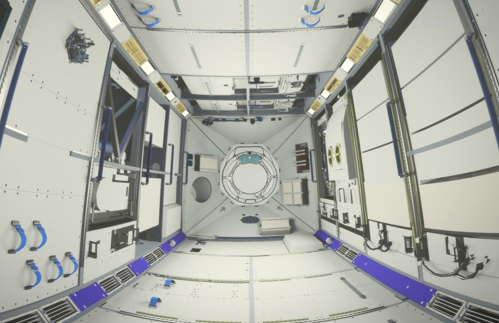 香港太空館天象廳明日（十一月十五日）起推出全新天象節目《築夢天宮》。圖示天宮空間站內航天員進行出艙活動時需經過的氣閘艙。