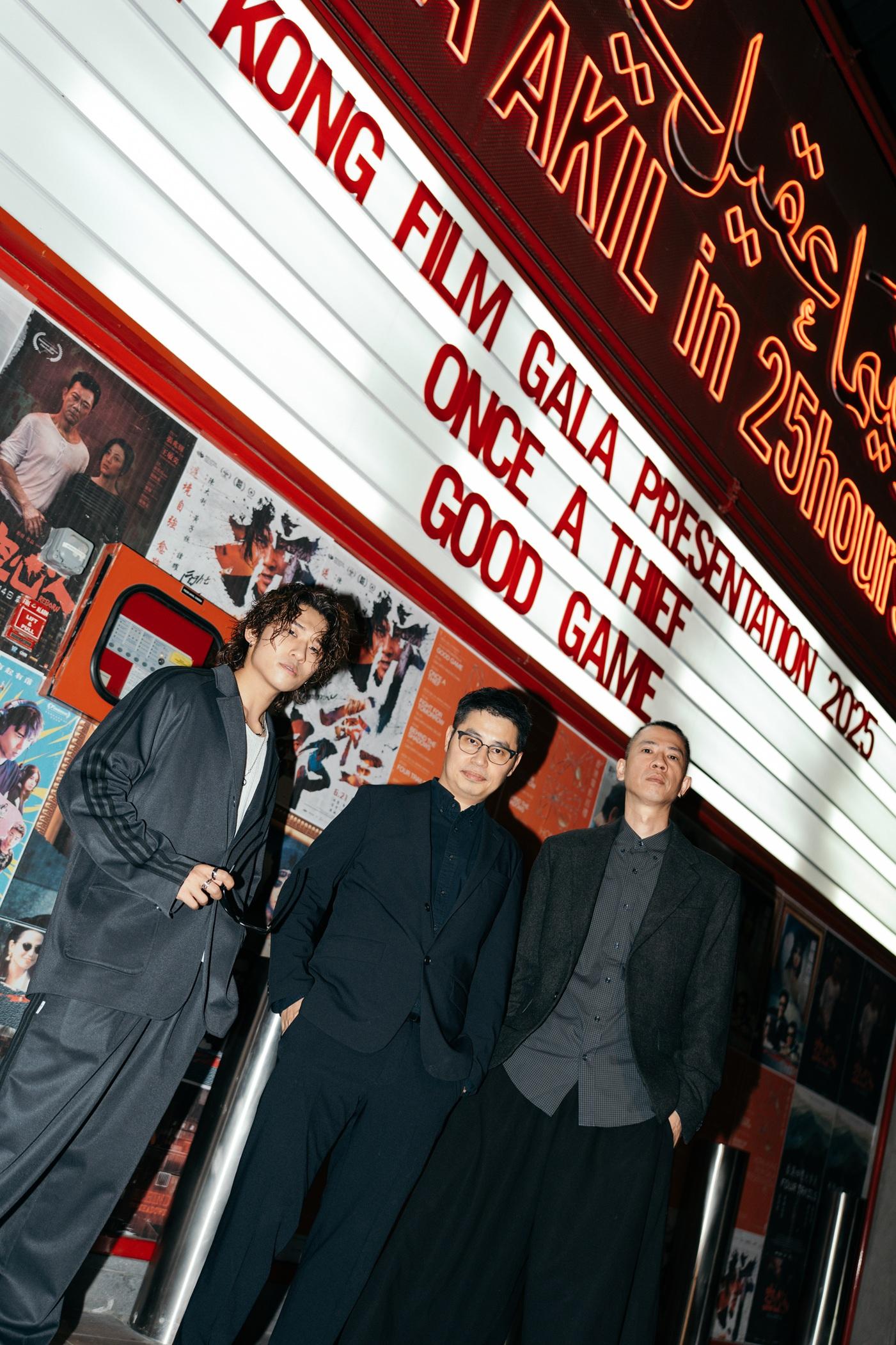 The Hong Kong Film Gala Presentation returned to Dubai, the United Arab Emirates, from November 8 to 12, to showcase a selection of seven new and classic Hong Kong films to local audiences. Photo shows Hong Kong directors Chan Tai-lee (centre) and Chou Man-yu (right); and actor ANSONBEAN (left) outside the semi-outdoor cinema hosting the opening night of the film festival.
