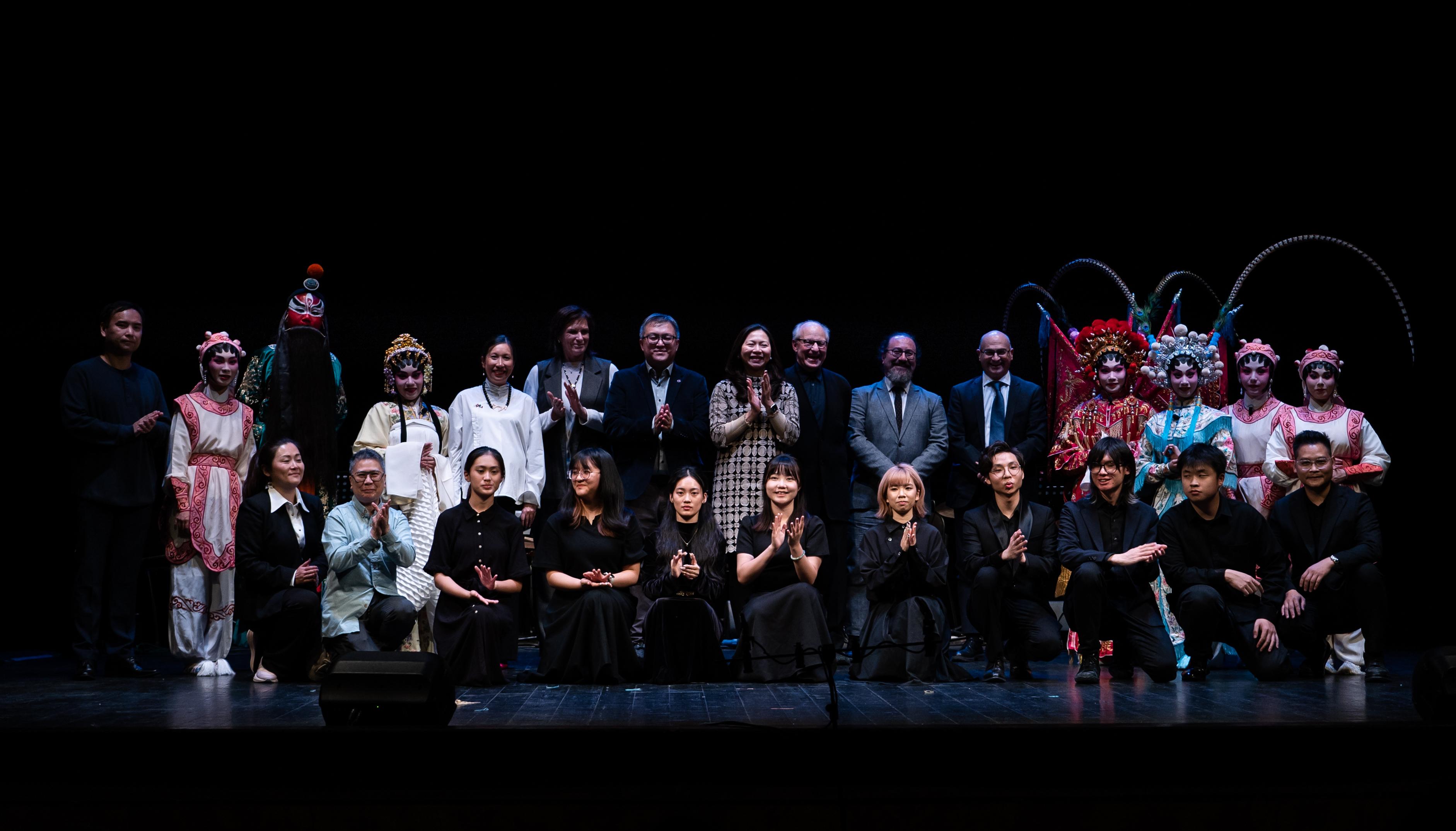 The Hong Kong Economic and Trade Office in Brussels (Brussel ETO) supported the Hong Kong Academy for Performing Arts' (HKAPA) School of Chinese Opera's Italian tour. Photo shows the finale performance in Siena on November 14 (Siena time), with the Deputy Representative of Brussels ETO, Miss Fiona Li (back row, centre), the Artistic Director of Chigiana Music Academy, Mr Nicola Sani (back row, seventh right), the Administrative Director of Chigiana Music Academy Foundation, Mr Angelo Armiento (back row, fifth right), as well as HKAPA teachers and performers.