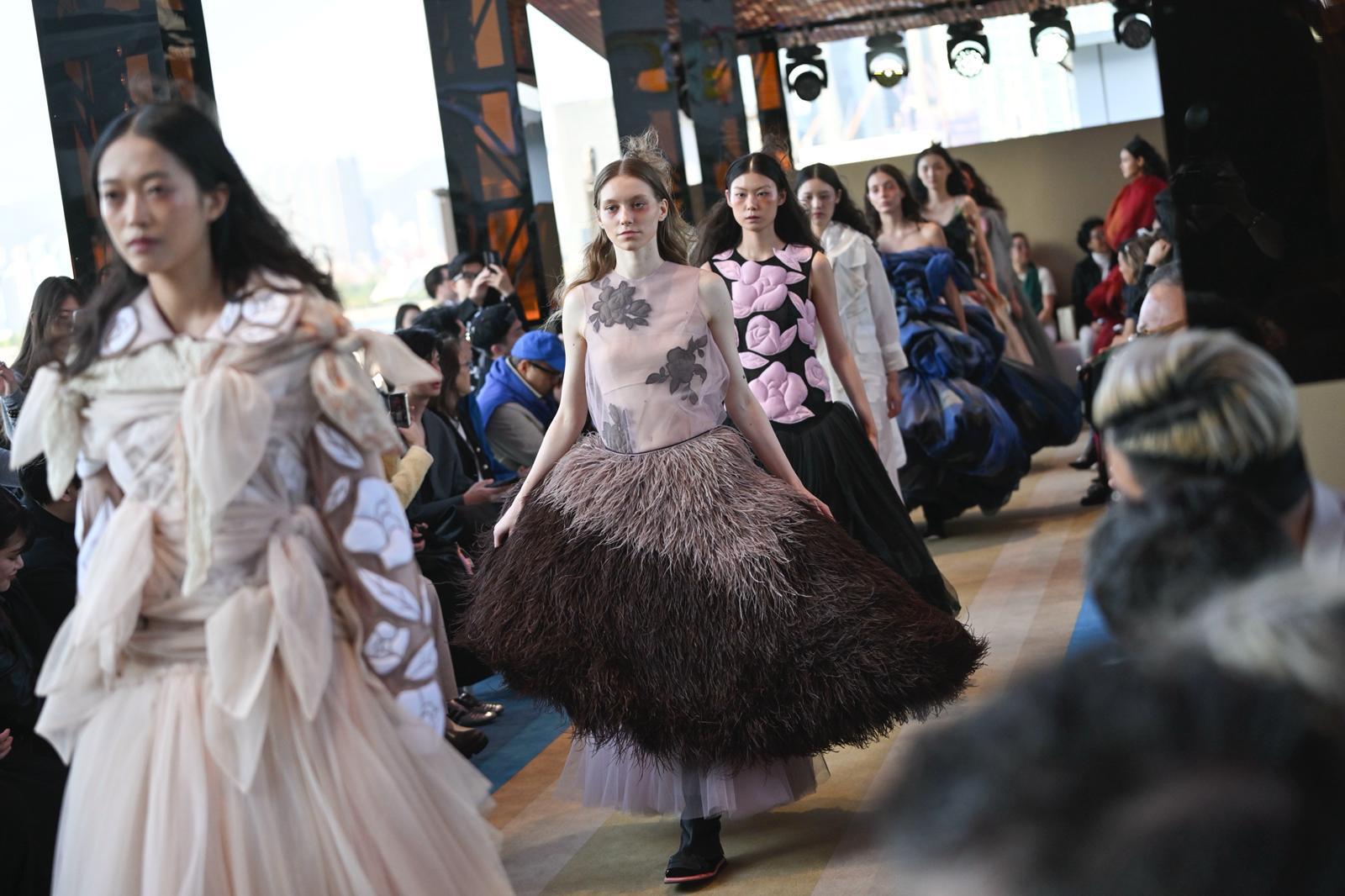 The second edition of Hong Kong Fashion Fest opened today (November 22) with the launch programme "VIRTUOSE: The Artistry of Couture 2025" held at Central Pier 4. Photo shows some of the exhibition works by the new-generation couture designers.