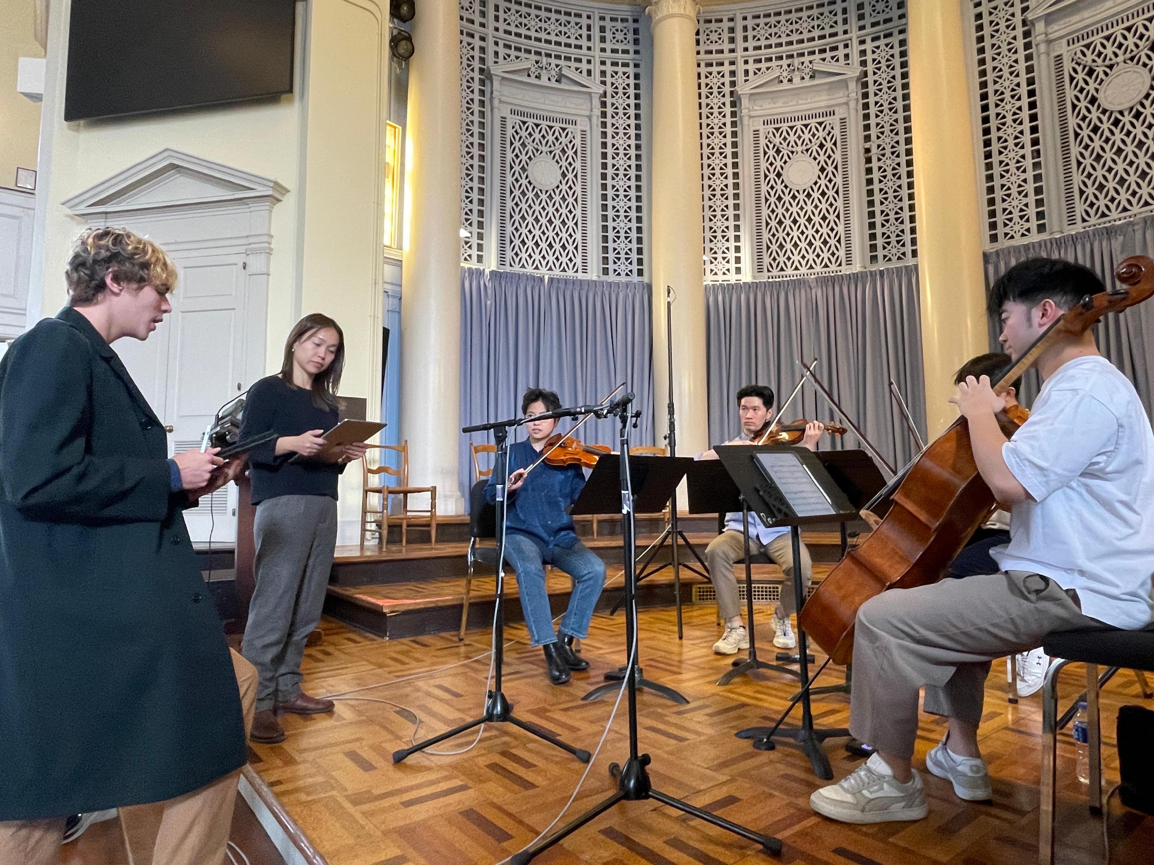 Ip conducted workshop sessions at Rutgers, focusing on music sharing and artistic exchange, with an emphasis on educational and creative dialogue between composers and performers. Picture shows Ip with Brandon DiNatale whose composition "Fool's Spring" won the competition and was featured in the programme.