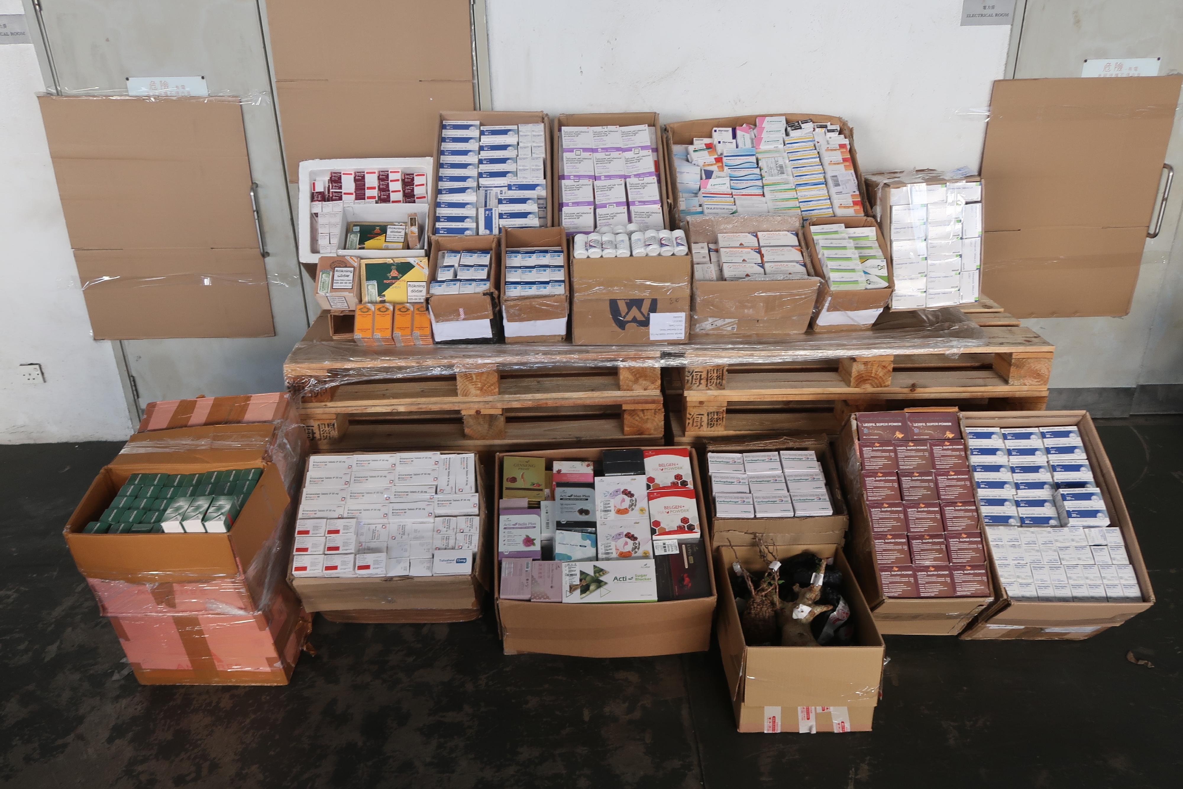 Hong Kong Customs detected two suspected smuggling cases involving two river trade vessels on November 19 and 20 respectively. A large batch of suspected smuggled goods with a total estimated market value of about $75 million was seized. Photo shows suspected smuggled goods seized. 