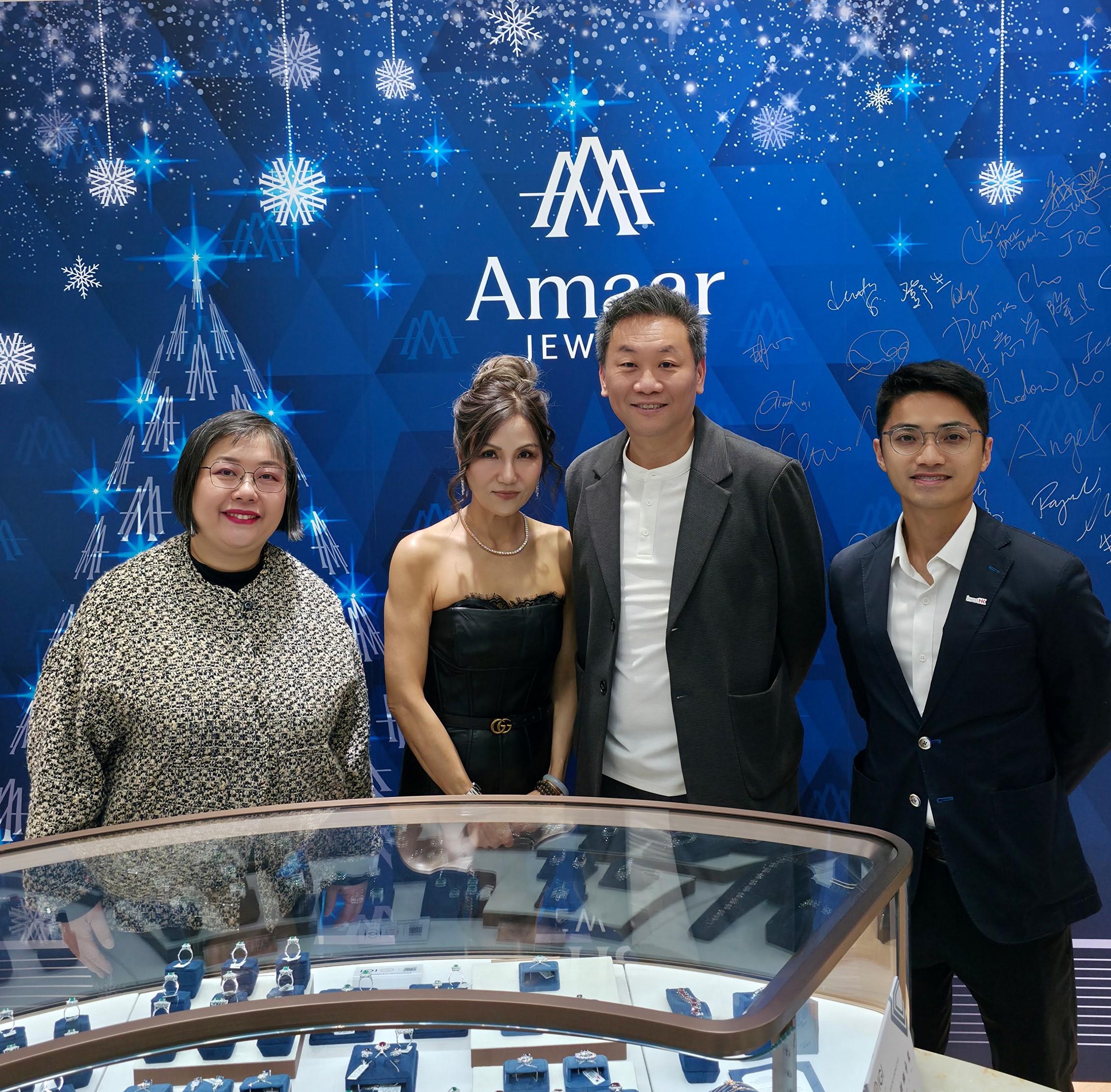 Invest Hong Kong (InvestHK) today (December 17) announced that Middle Eastern jewellery brand Amaar Jewels is further expanding its business in Hong Kong. Photo shows (from left) the Head of Consumer Products of InvestHK, Ms Angelica Leung; Area Manager of Amaar Jewels Limited Ms Beauty Cheung; Area Manager of Amaar Jewels Limited Mr Dennis Cho and Senior Vice President of Consumer Products of InvestHK Mr Arthur Yu.
