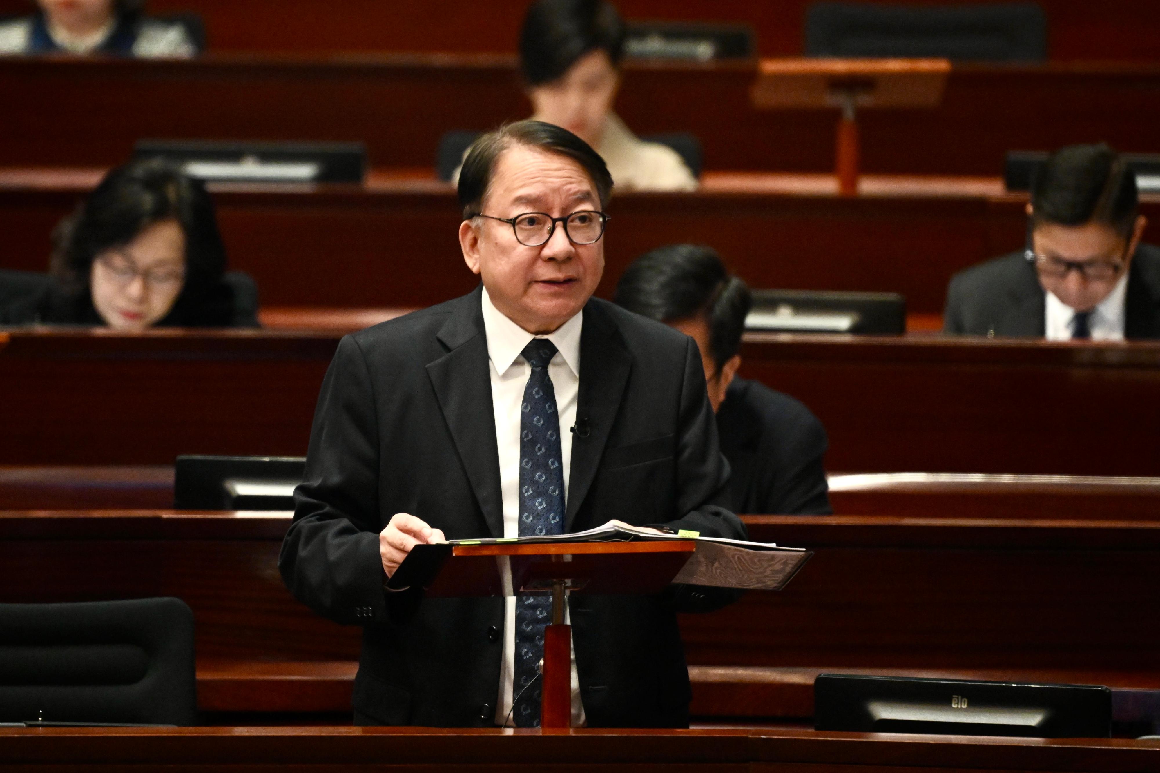 政務司司長陳國基今日（一月十四日）在立法會出席第八屆立法會首次會議。