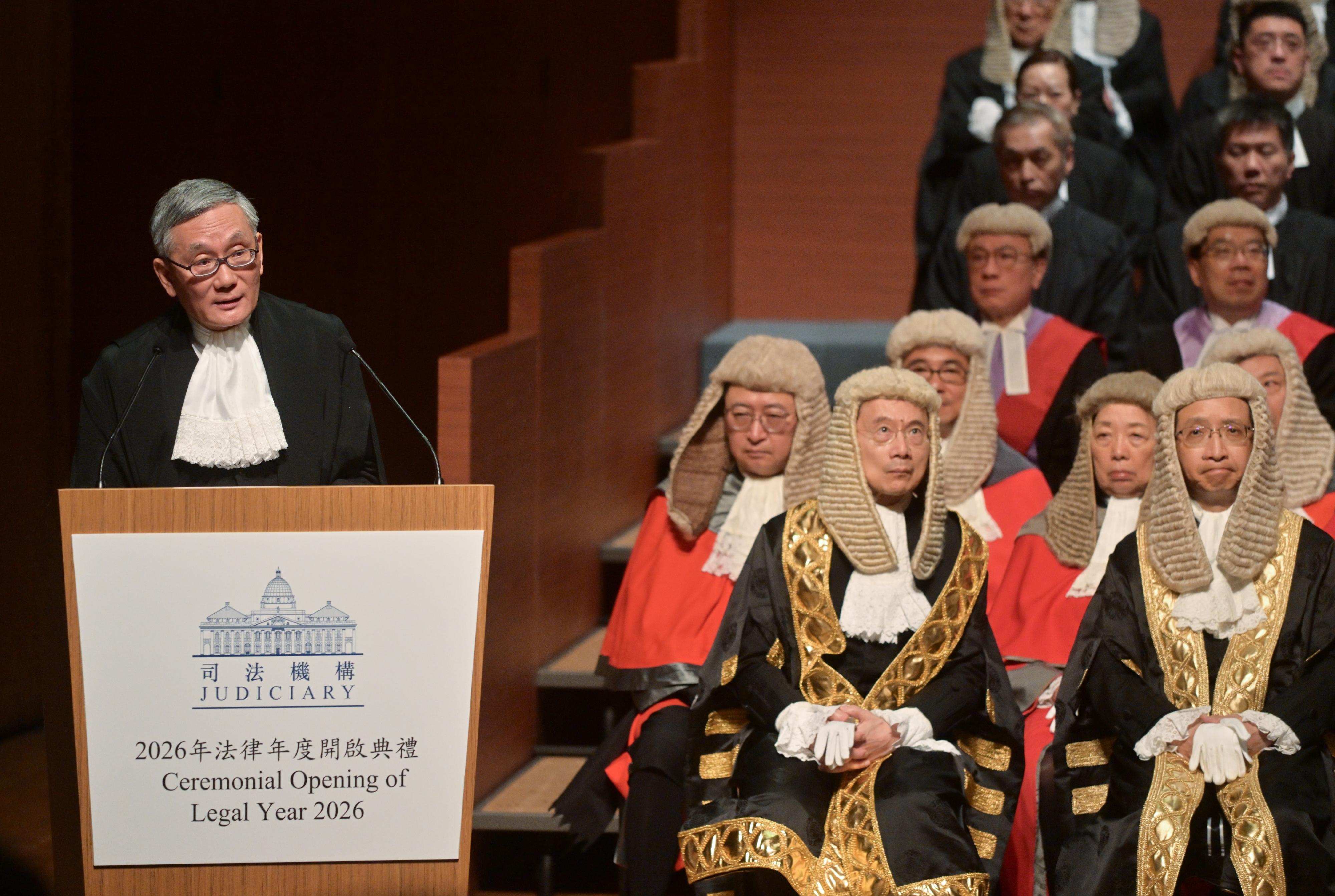 Chief Justice Andrew Cheung, Chief Justice of the Court of Final Appeal, today (January 19) gives an address at the Ceremonial Opening of the Legal Year 2026.