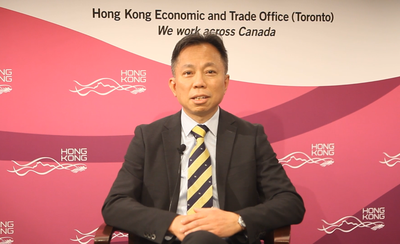 The Director of the Hong Kong Economic and Trade Office (Toronto) (Toronto ETO), Mr Bill Wong, delivers opening remarks at the 12th Transpacific Entrepreneurial Conference, jointly organised by the Canadian Chamber of Commerce in Hong Kong with the Hong Kong-Canada Business Association and supported by Toronto ETO and Invest Hong Kong on January 28 (Hong Kong time).