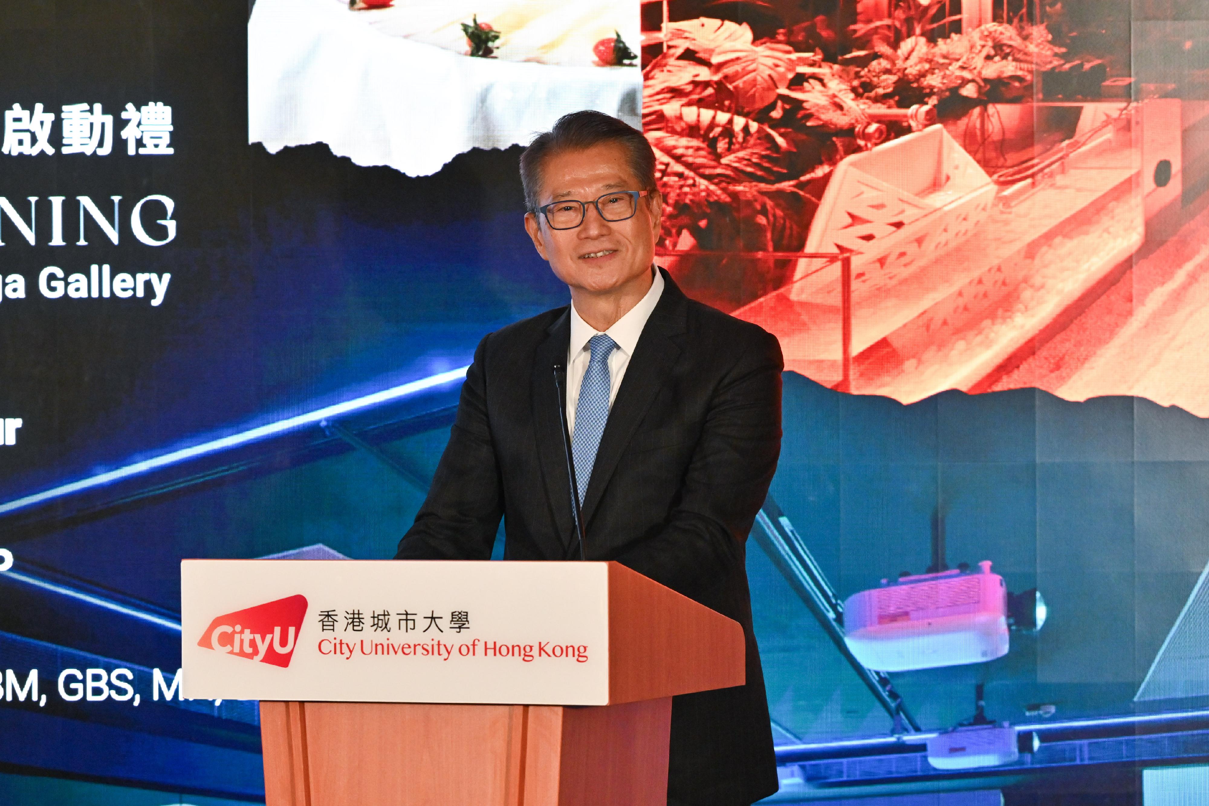 The Financial Secretary, Mr Paul Chan, speaks at the Prototyping: Exhibition Opening cum Kick-off of the 10th Anniversary of the Indra and Harry Banga Gallery today (January 28).