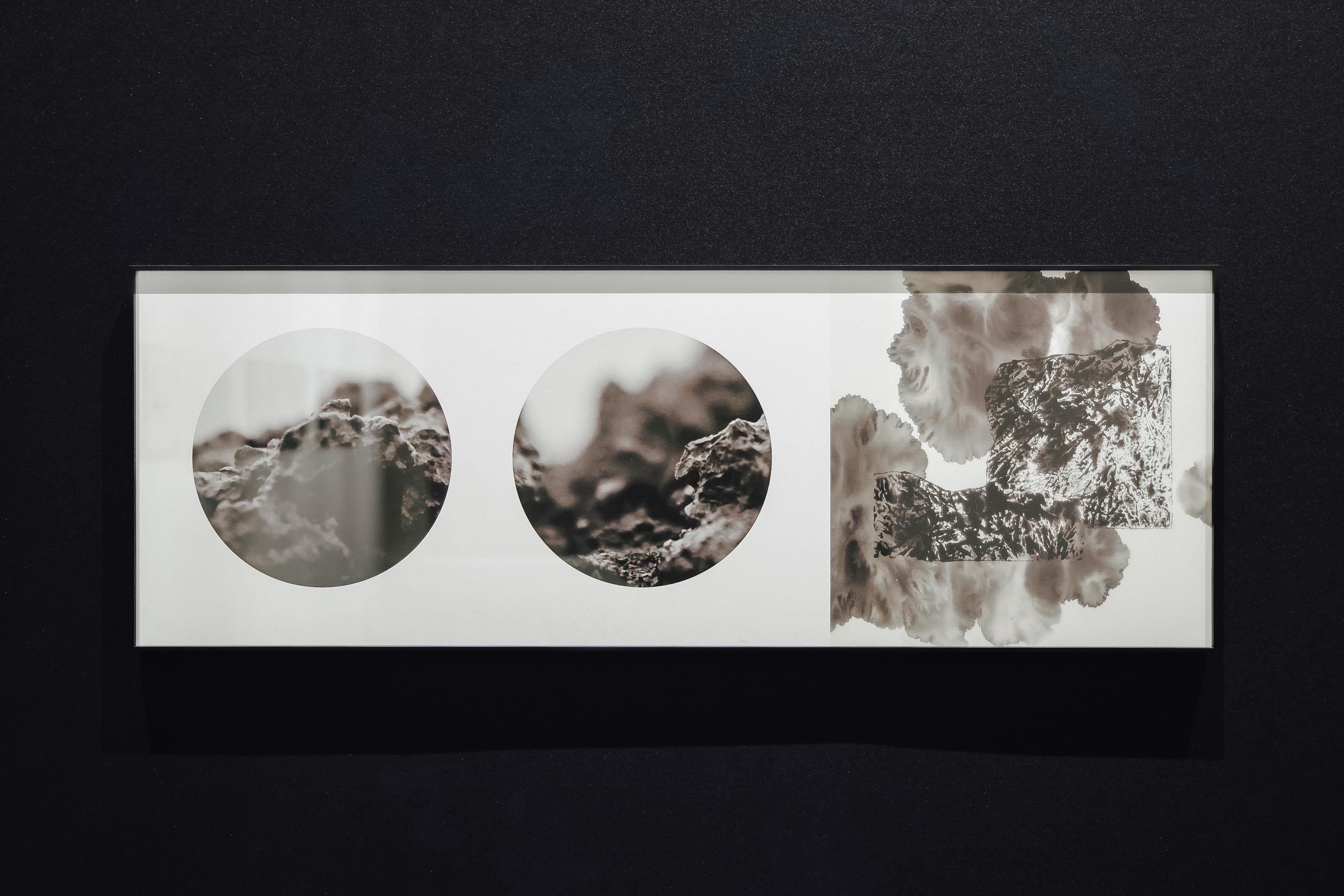 藝術推廣辦事處與深圳市前沿藝穗藝術中心共同籌劃的大灣區藝術展覽系列「水墨異重奏」，第四場展覽「形神之辯」由即日起至三月二十八日在佛山西樵山美術館（有為館）舉行。圖示香港藝術家吳觀麟的影像作品《踰越之二》。