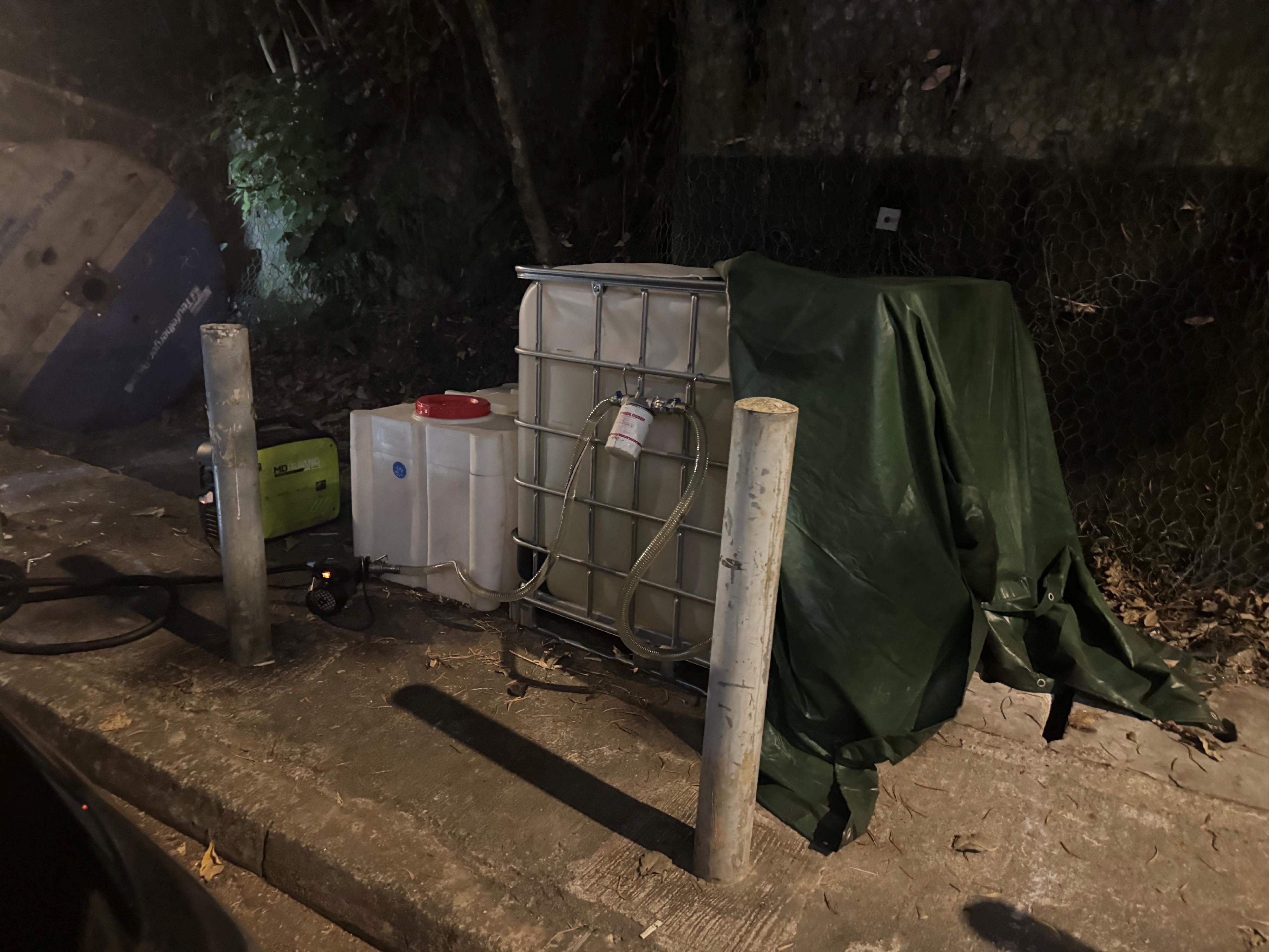 Hong Kong Customs yesterday (February 9) mounted territory-wide surprise inspections targeting illicit fuel activities and dismantled two illegal fueling stations in Fo Tan and Tung Chung. In Fo Tan, Customs seized about 800 litres of suspected illicit motor spirit with an estimated market value of about $24,000 and a duty potential of about $5,000. Photo shows the suspected illicit motor spirit seized.