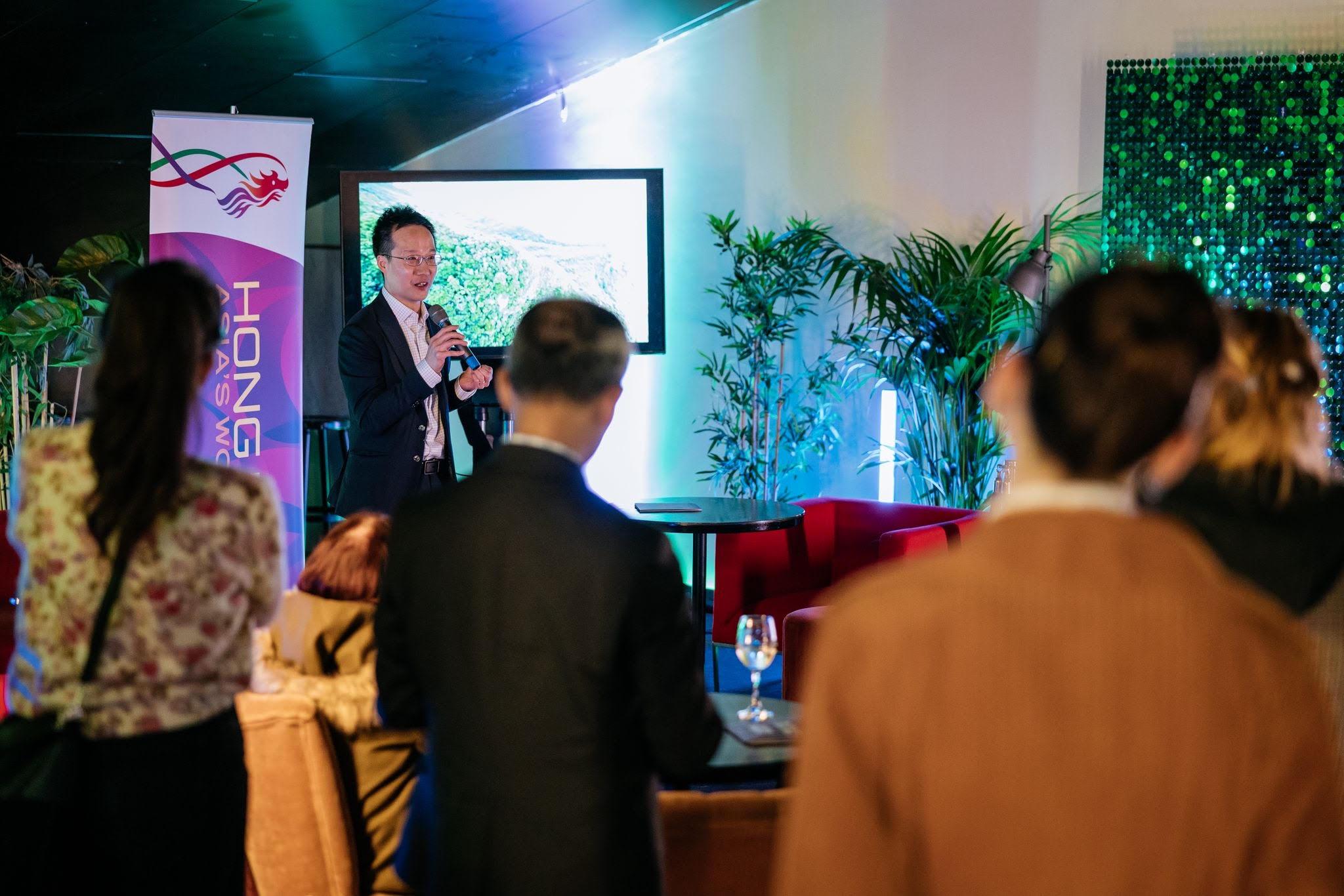 Deputy Representative of the Hong Kong Economic and Trade Office in Brussels, Mr Kasper Ng, addressed the audience of the Dublin International Film Festival 2026 at the Hong Kong reception on February 25 (Dublin time).