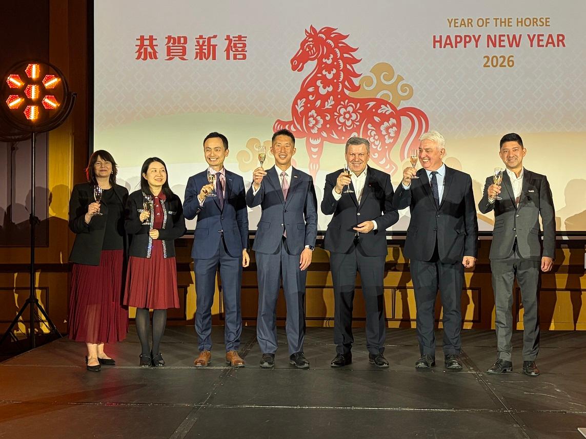 The Hong Kong Economic and Trade Office, Berlin (HKETO Berlin) hosted a Chinese New Year reception in Warsaw, Poland, on March 11 (Warsaw time). Photo shows (from left) the Head of Public Relations of the HKETO Berlin, Ms Stephanie Pall; Counsellor at the Chinese Embassy in Poland Ms Wei Jiao; the Regional Director, Europe, Central Asia and Israel of the Hong Kong Trade Development Council, Mr Chris Lo; the Director of HKETO Berlin, Mr Indiana Wong; former Deputy Prime Minister of Poland, Mr Janusz Piechociński; the Head of the International Department at the Polish Chamber of Commerce, Mr Andrzej Szumowski ; and the Head of Business and Talent Attraction/Investment Promotion of HKETO Berlin, Dr Kim Zietlow.