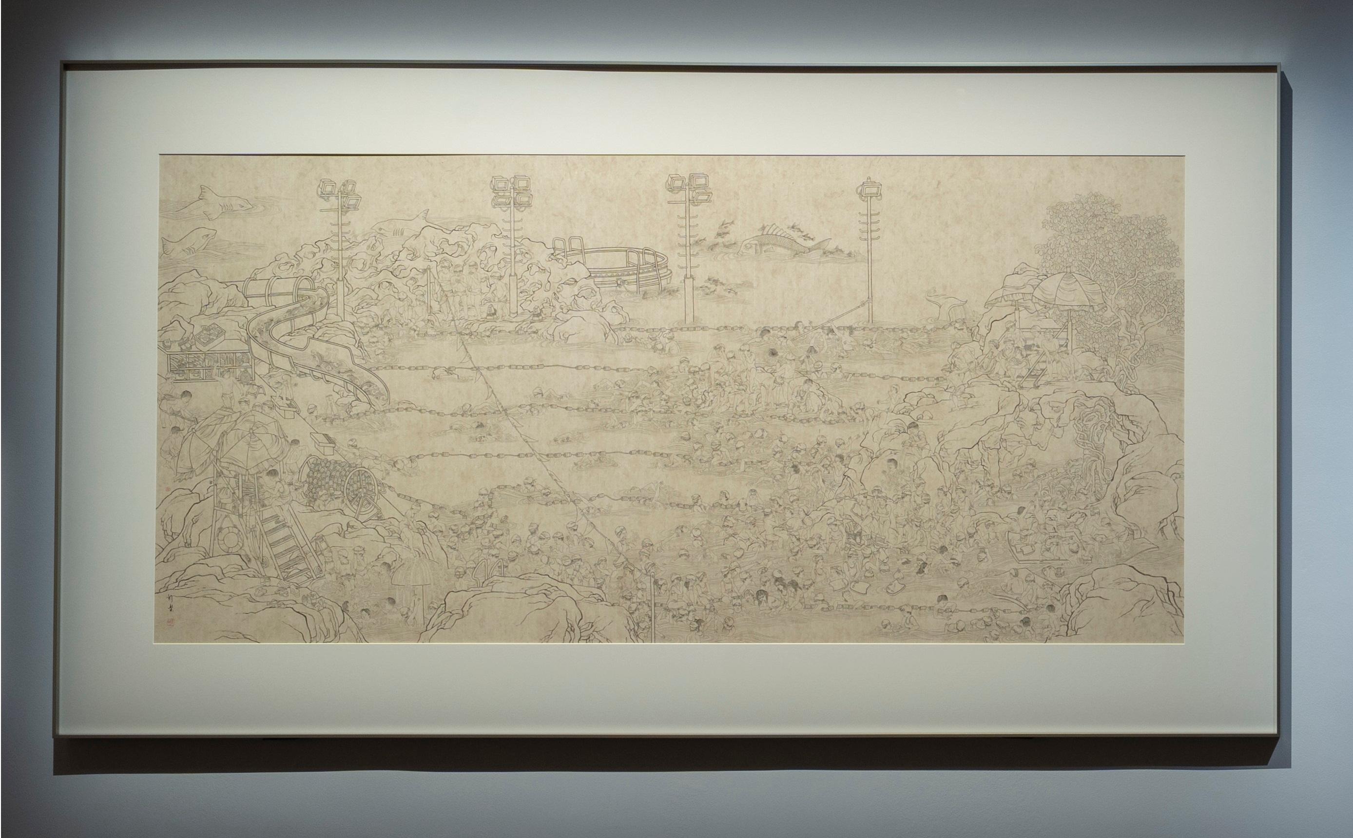 The Hong Kong Museum of Art is staging the "Live: Hong Kong Art Exhibition" starting from tomorrow (March 20), featuring artworks from 19 artists who are actively shaping the city's contemporary art scene. Photo shows artist Chan Kwan-lok's artwork "Waves of Nostalgia".