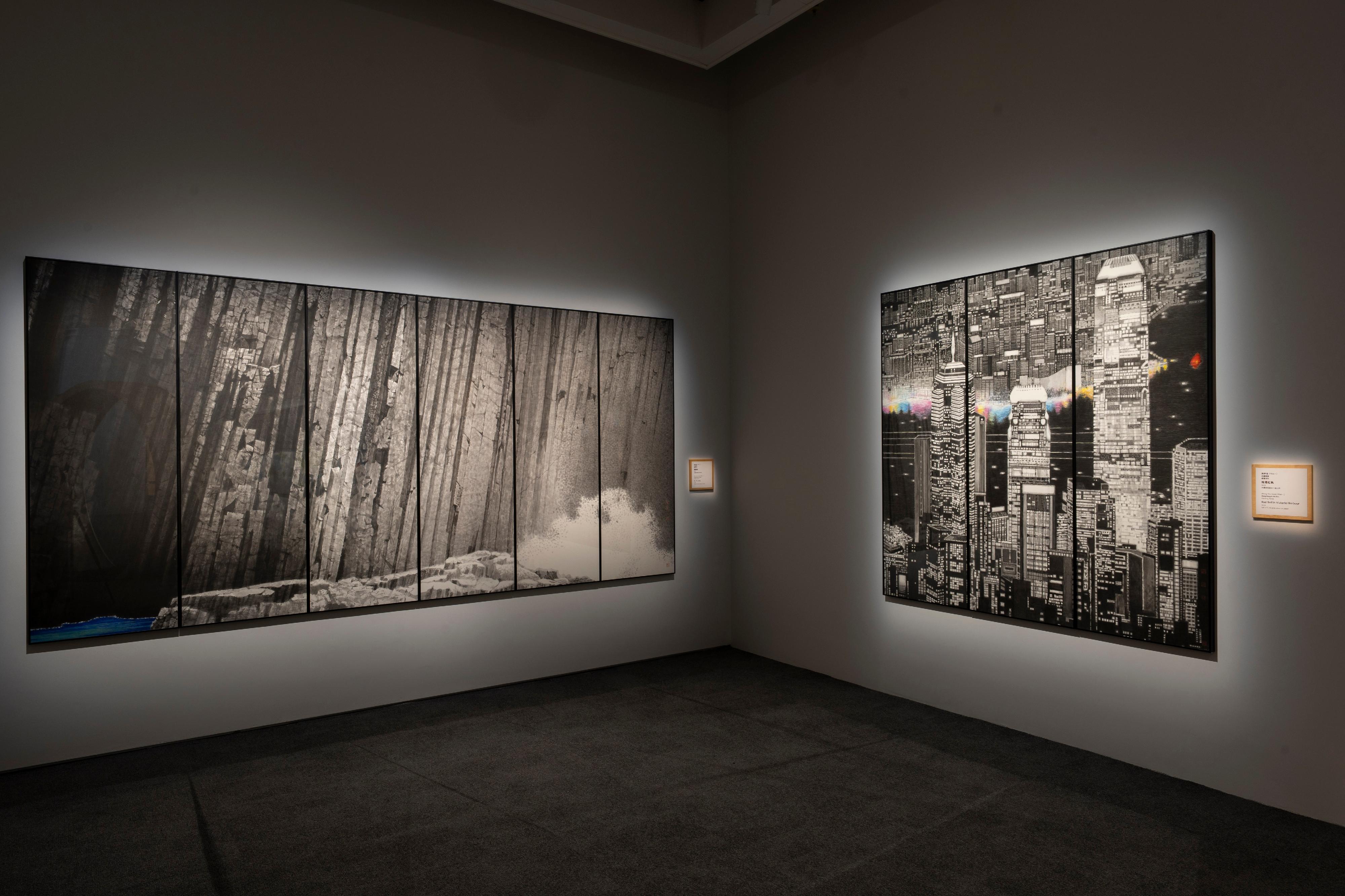 The Hong Kong Museum of Art is staging the "Live: Hong Kong Art Exhibition" starting from tomorrow (March 20), featuring artworks from 19 artists who are actively shaping the city's contemporary art scene. Photo shows artist Wong Hau-kwei's artwork "Hong Kong in Ink Art" Painting Series.