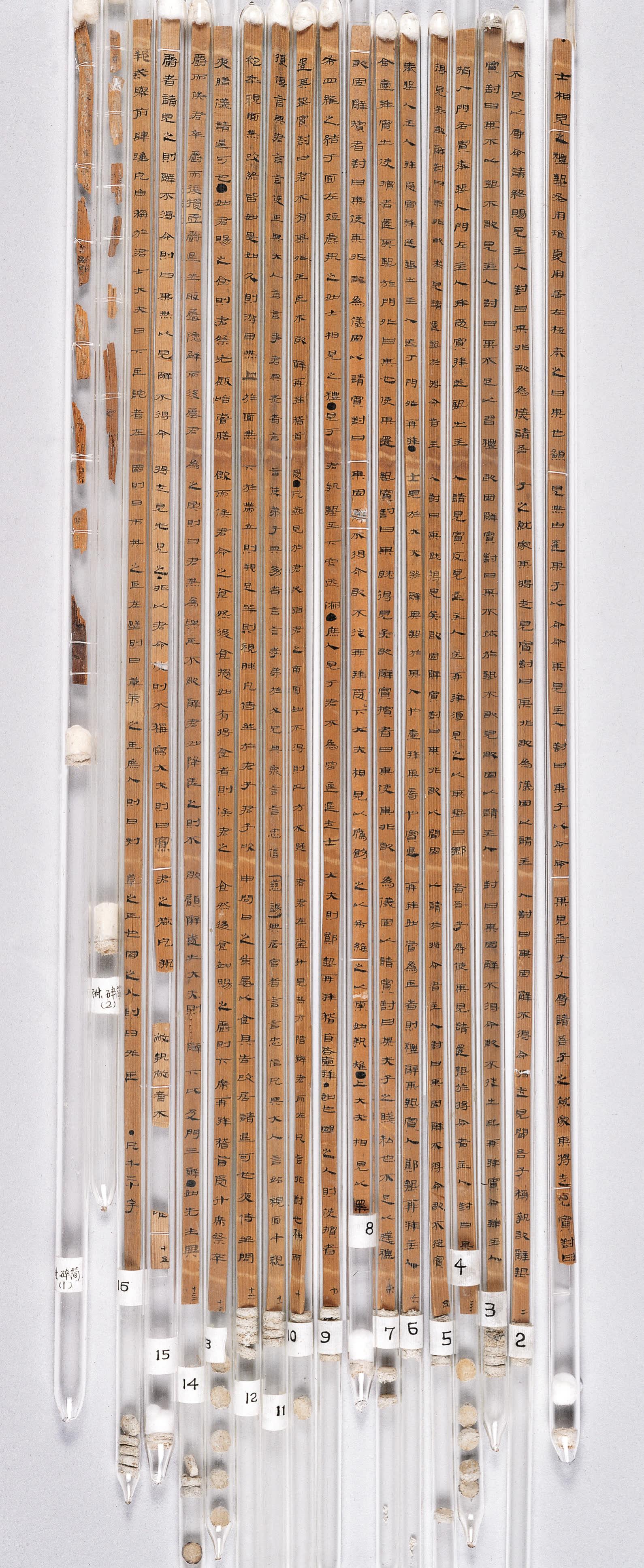 The opening ceremony of the exhibition titled &ldquo;The Majestic Han: A Golden Age of Vigour and Cultural Integration&rdquo; was held today (March 19) at the Hong Kong Heritage Discovery Centre. Photo shows the Yi Li (Etiquette and rites) wooden slips.