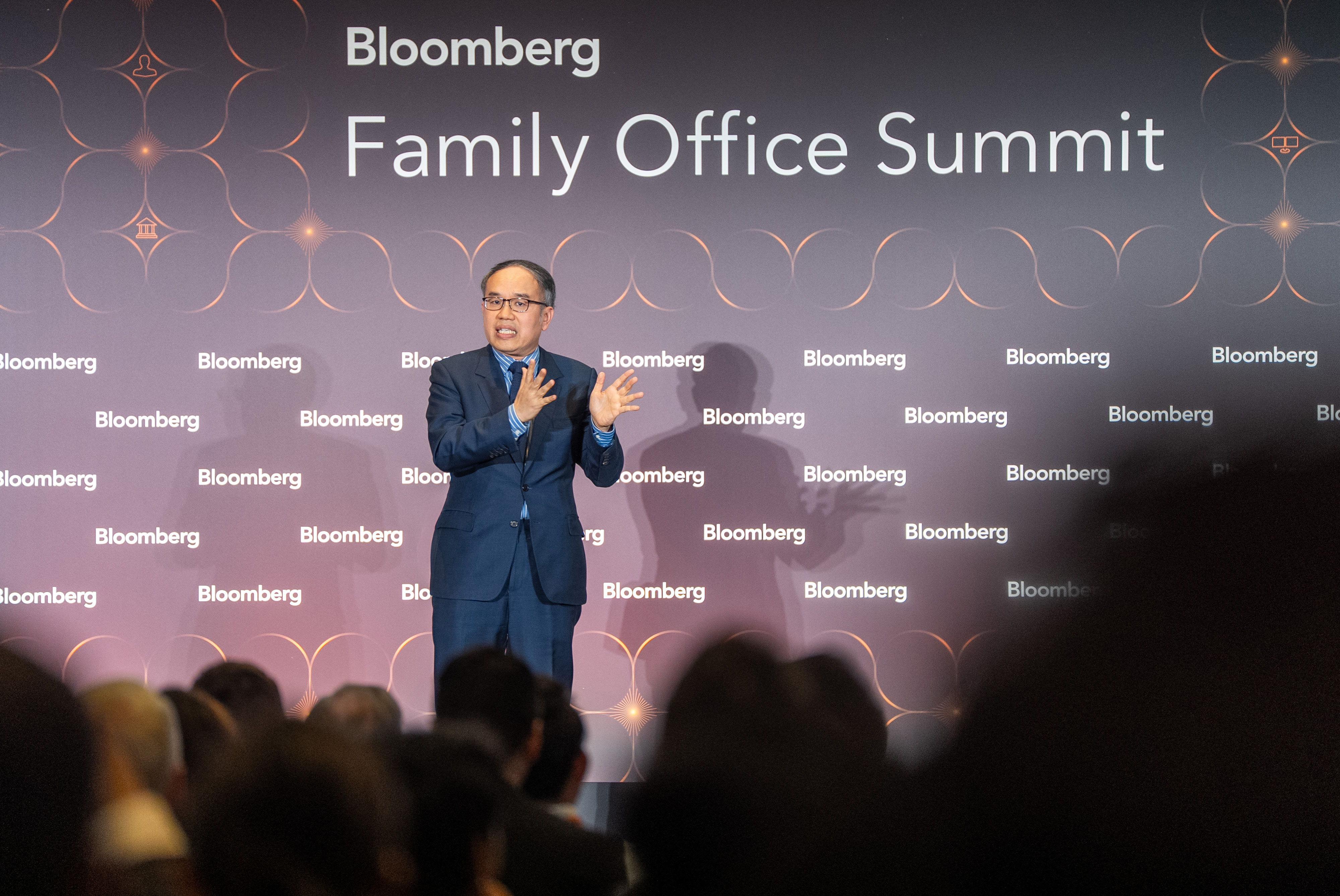 The Secretary for Financial Services and the Treasury, Mr Christopher Hui, delivers his remarks at the Bloomberg Family Office Summit today (March 25).
