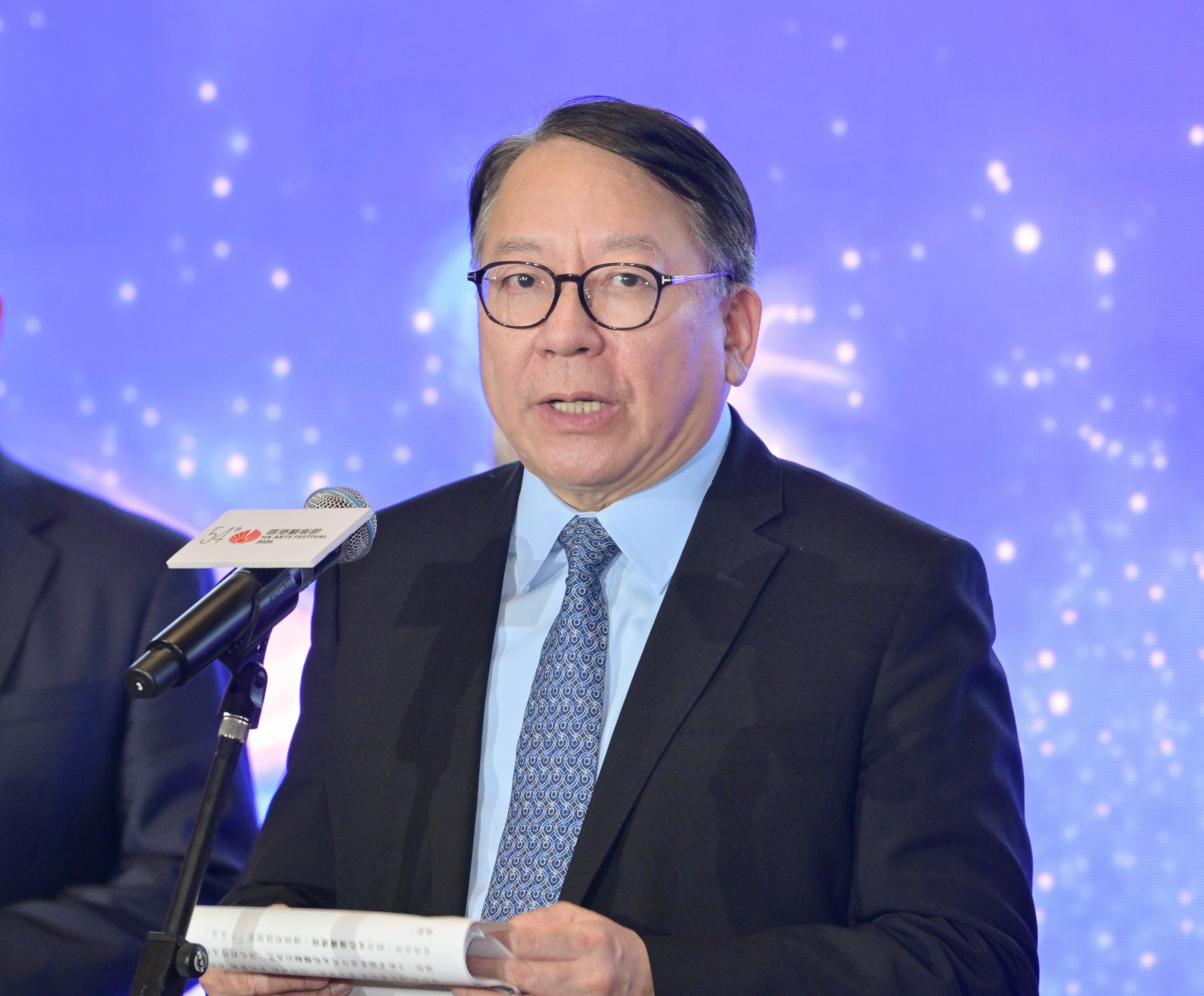 政務司司長陳國基今日（三月二十七日）在第54屆香港藝術節閉幕典禮致辭。