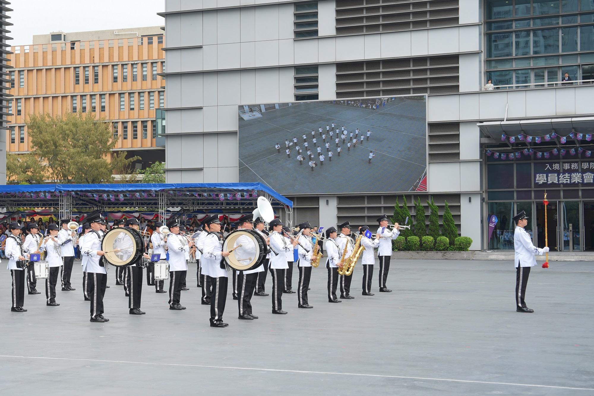 The Immigration Band performs at the Immigration Service Institute of Training and Development Passing-out Parade today (April 1).