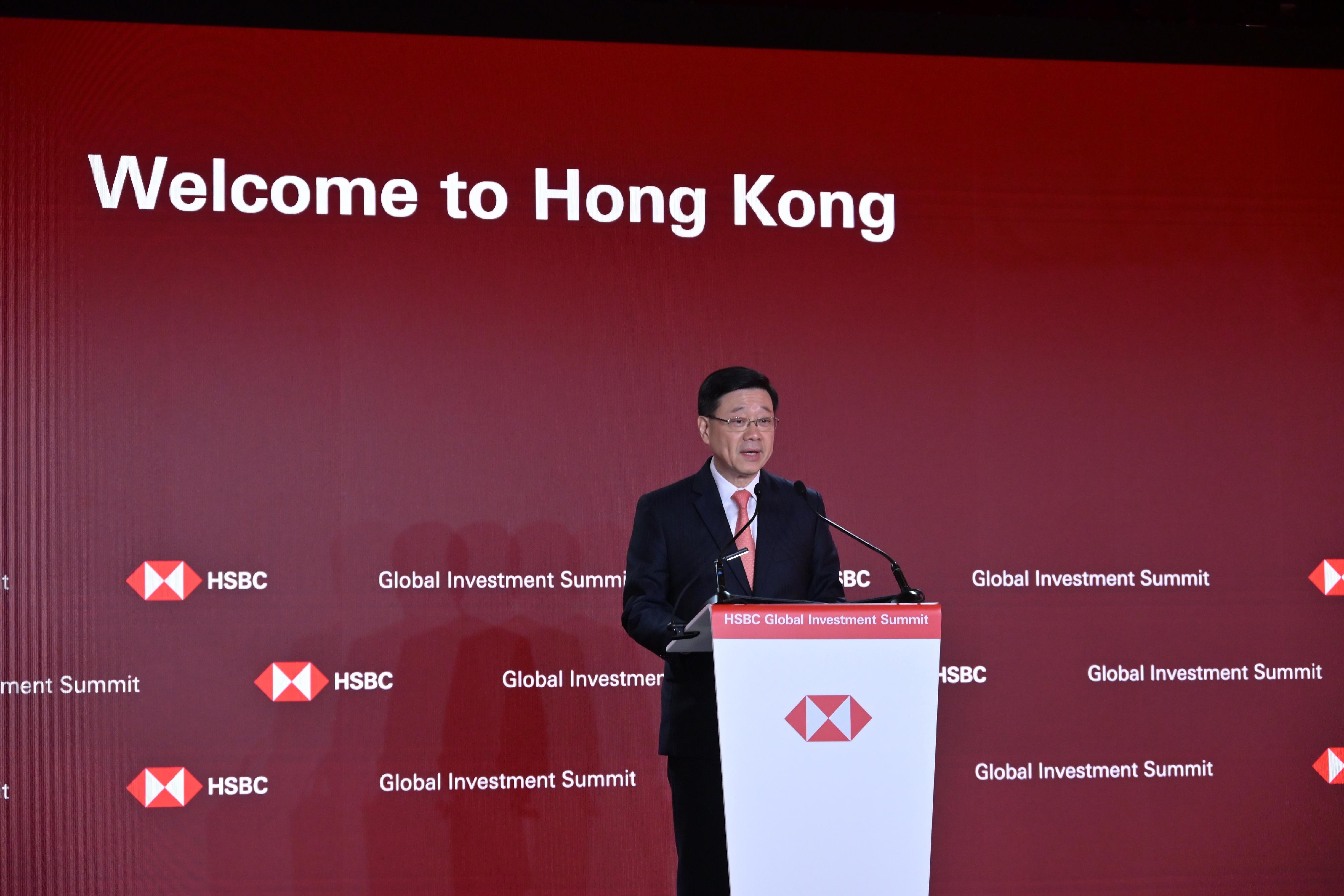 The Chief Executive, Mr John Lee, speaks at HSBC Global Investment Summit 2026 today (April 14).