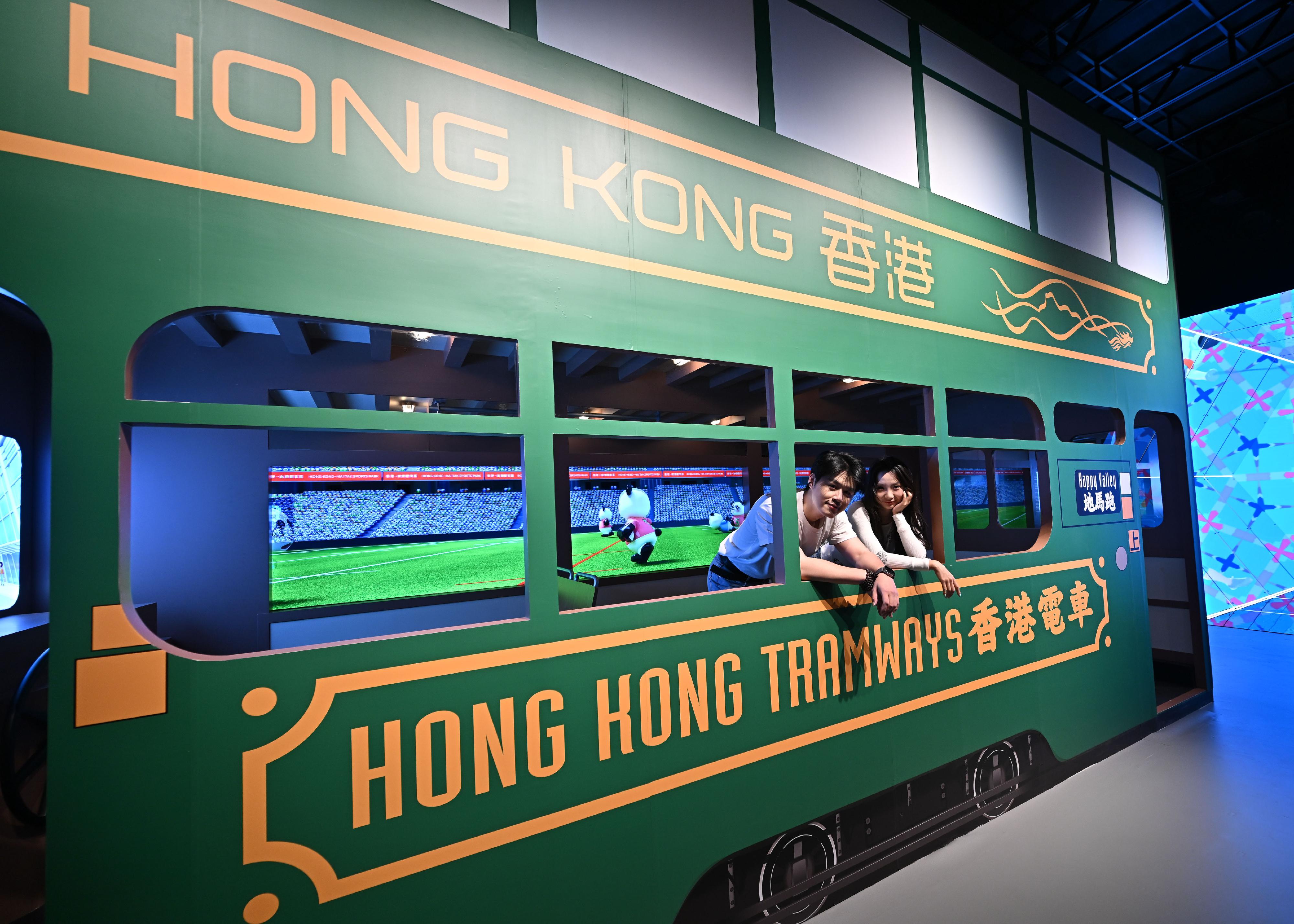 The "Immersive Hong Kong" roving exhibition, which showcases the diversity and latest developments of Hong Kong through interactive art technology, opened in Wuhan, Hubei Province, today (April 30). The exhibition invites visitors from Wuhan and across Hubei Province to explore the unique opportunities and potential for tourism, education, business and investment in Hong Kong. Photo shows the "Events Capital" zone.