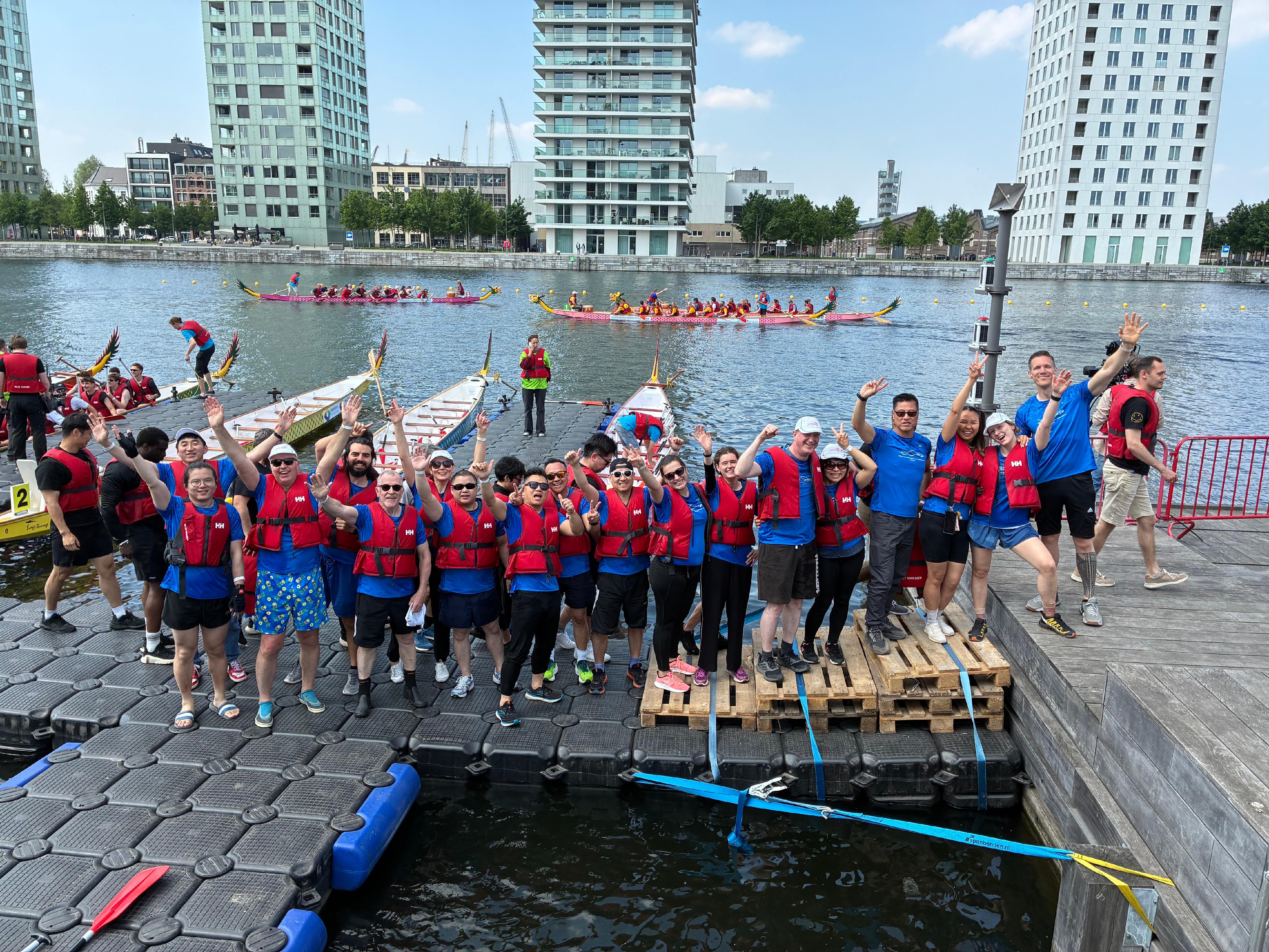 Hong Kong Economic and Trade Office in Brussels supported the 12th Hong Kong Dragon Boat Festival in Antwerp, Belgium. Photo shows members of the "Hong Kong Dragons" dragon boat team.