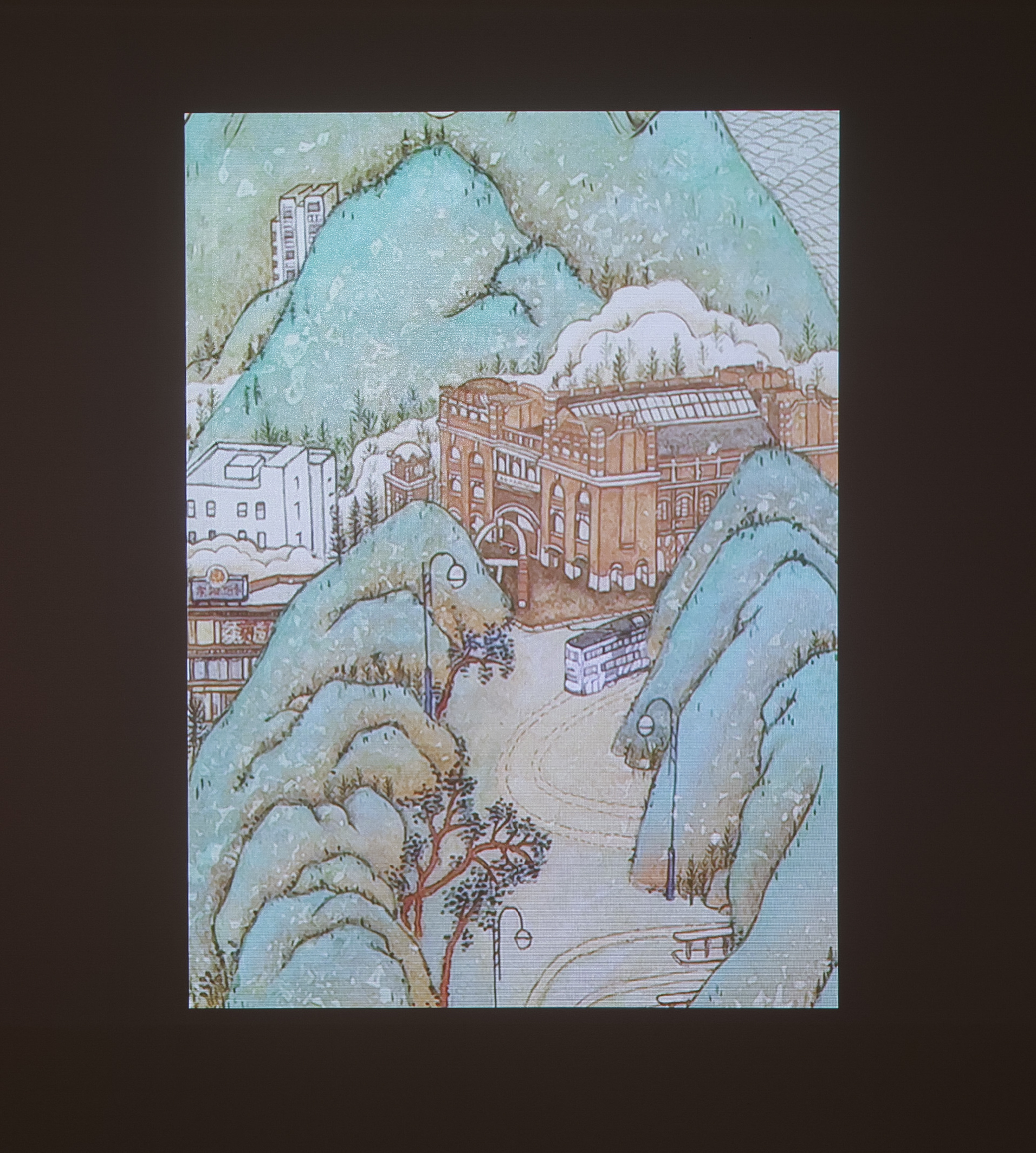 Jointly organised by the Art Promotion Office and the Shenzhen Fringe Art Center, the fifth exhibition "Illusory Landscapes" of the "Ink Art Ensembles" Exhibition Series in the Greater Bay Area is on display until July 12 at the Guancheng Art Museum in Dongguan. Photo shows Hong Kong artist Barbara Choi's artwork "An Old Way to the Western Market", exploring the hidden Sheung Wan area in Hong Kong nestled within the landscape.