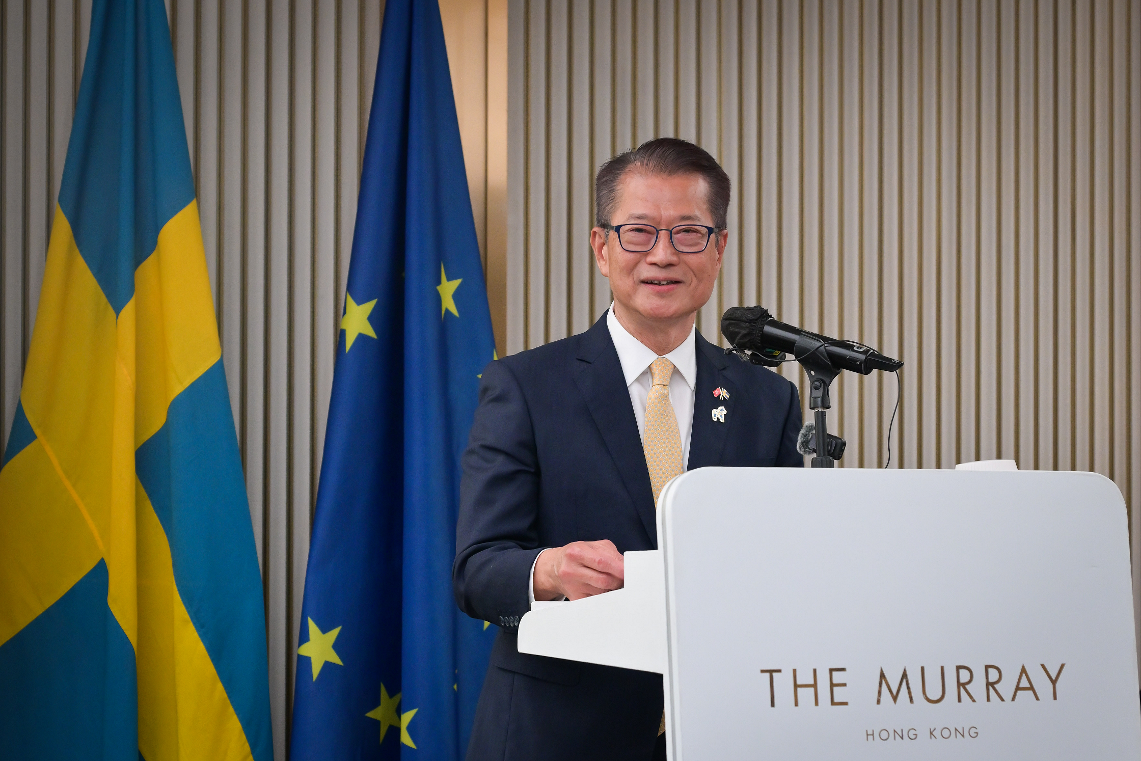 The Financial Secretary, Mr Paul Chan, speaks at the National Day of Sweden reception 2026 today (June 5).