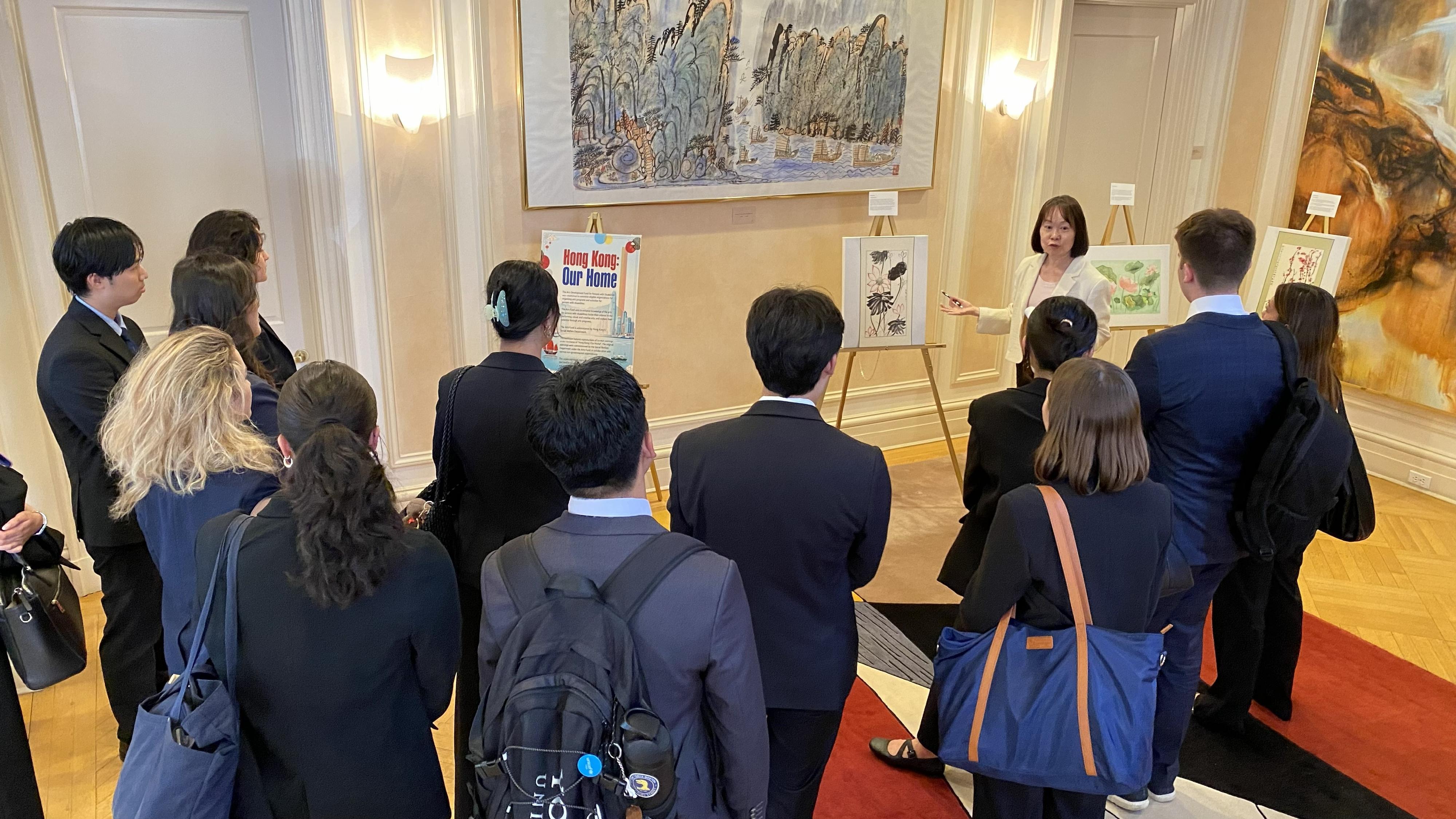 Guests enjoyed an exhibit of artworks commissioned by the Social Welfare Department under the Arts Development Fund for Persons with Disabilities, in collaboration with various non-governmental organisations.
