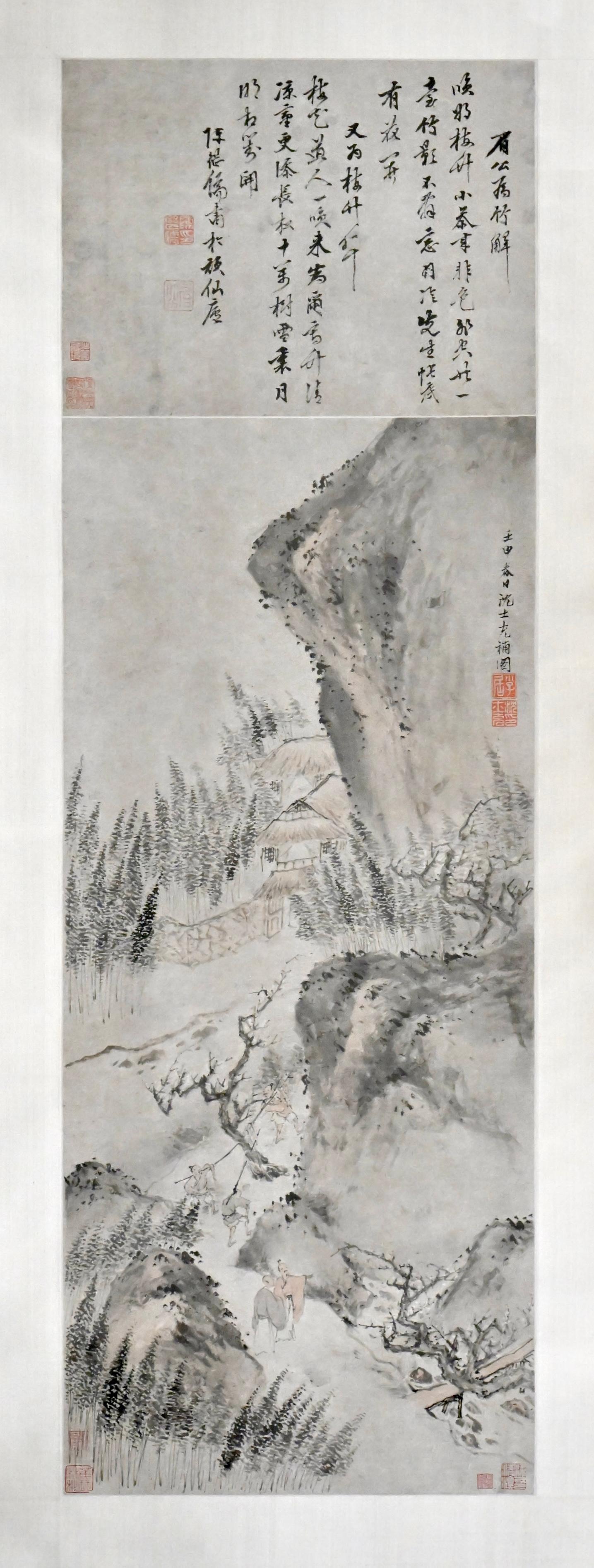 香港藝術館新展覽「由重讀到重逢&mdash;&mdash;再遇館藏中國書畫」，第一期展出約60套精選自虛白齋與館藏的中國書畫作品。圖示明代沈士充的《移梅圖》。