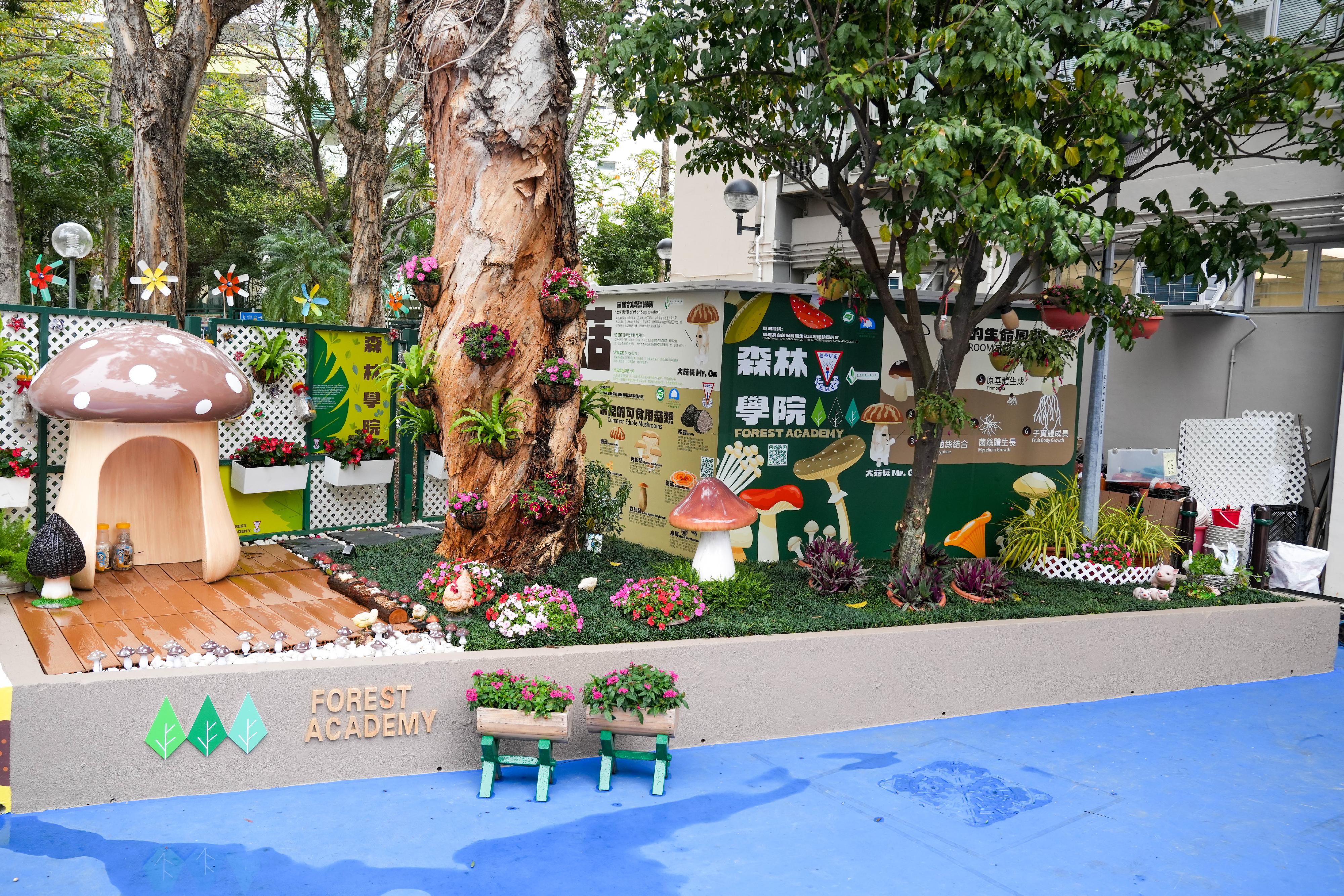 The Greening School Project Award prize presentation ceremony, organised by the Leisure and Cultural Services Department, was held today (June 27) at the Kowloon Park Sports Centre. Thirty-seven schools were commended for their meritorious green school projects and contributions to environmental greening. The Award was presented in eight categories. Photo shows the champion of Large Garden Plot Project (Primary School Section), Kwong Ming School.
